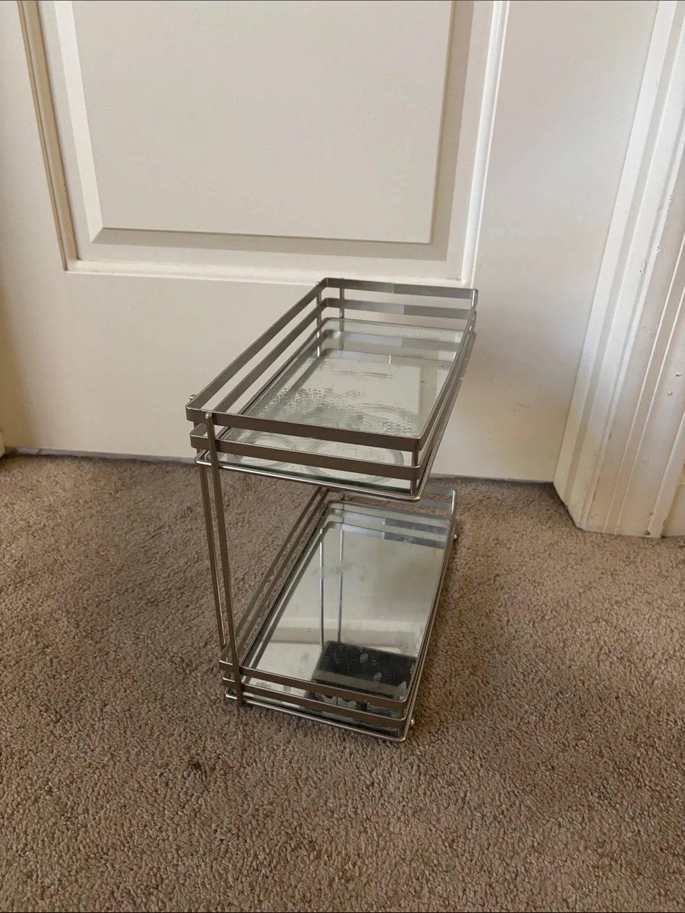 Two shelf mirrored organizer display
